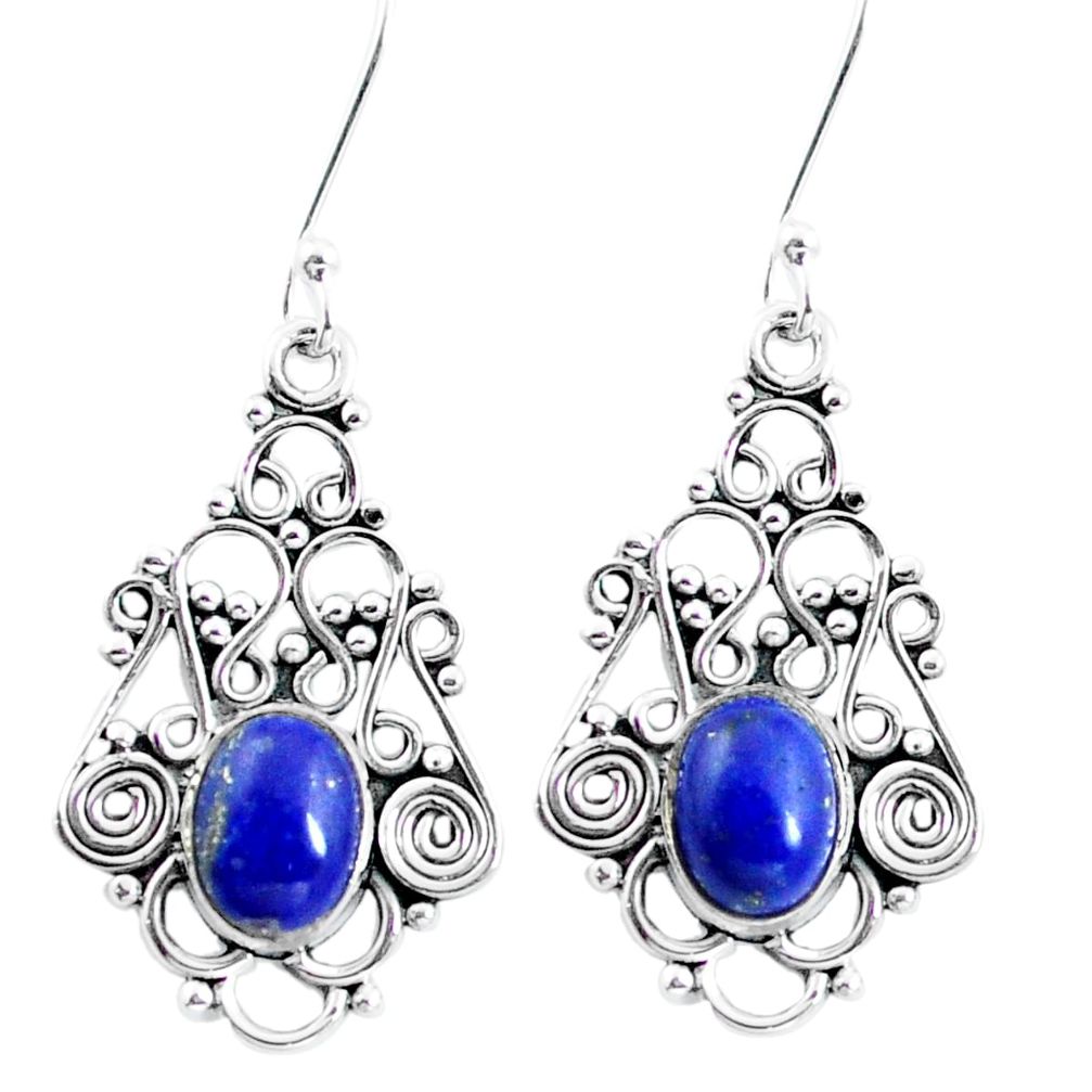 Natural blue lapis lazuli 925 sterling silver dangle earrings m82806