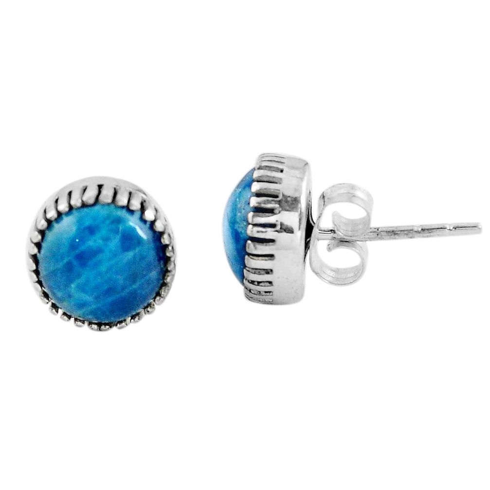 925 silver natural blue apatite (madagascar) stud earrings jewelry m83813