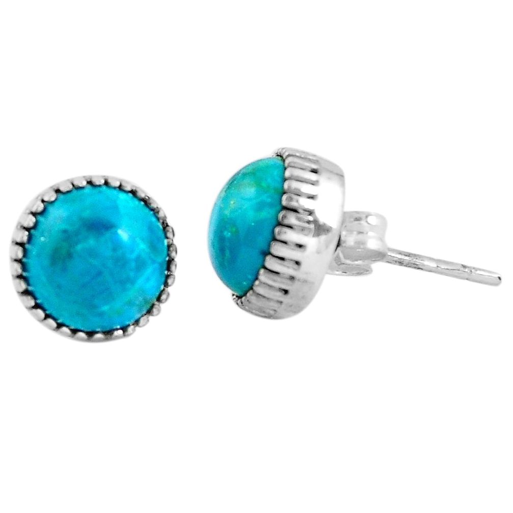 5.74cts natural green chrysocolla 925 sterling silver stud earrings m83821