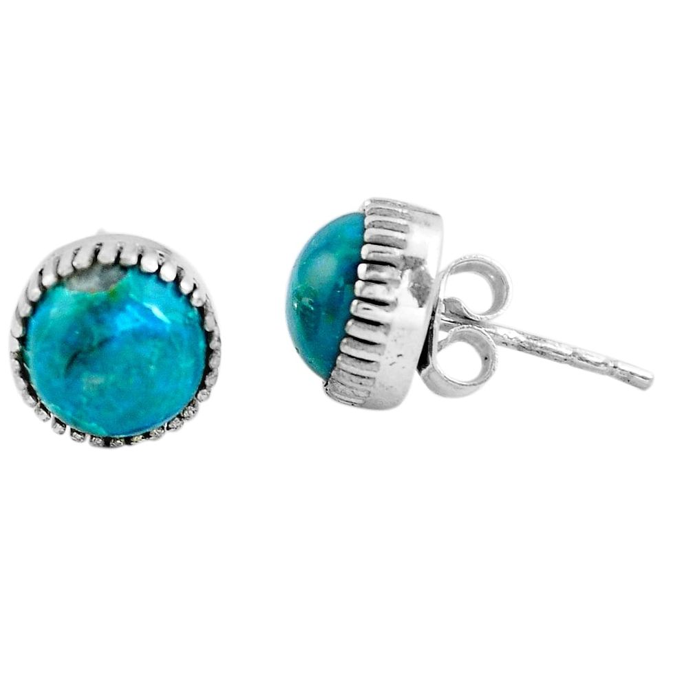 6.23cts natural green chrysocolla 925 sterling silver stud earrings m83823
