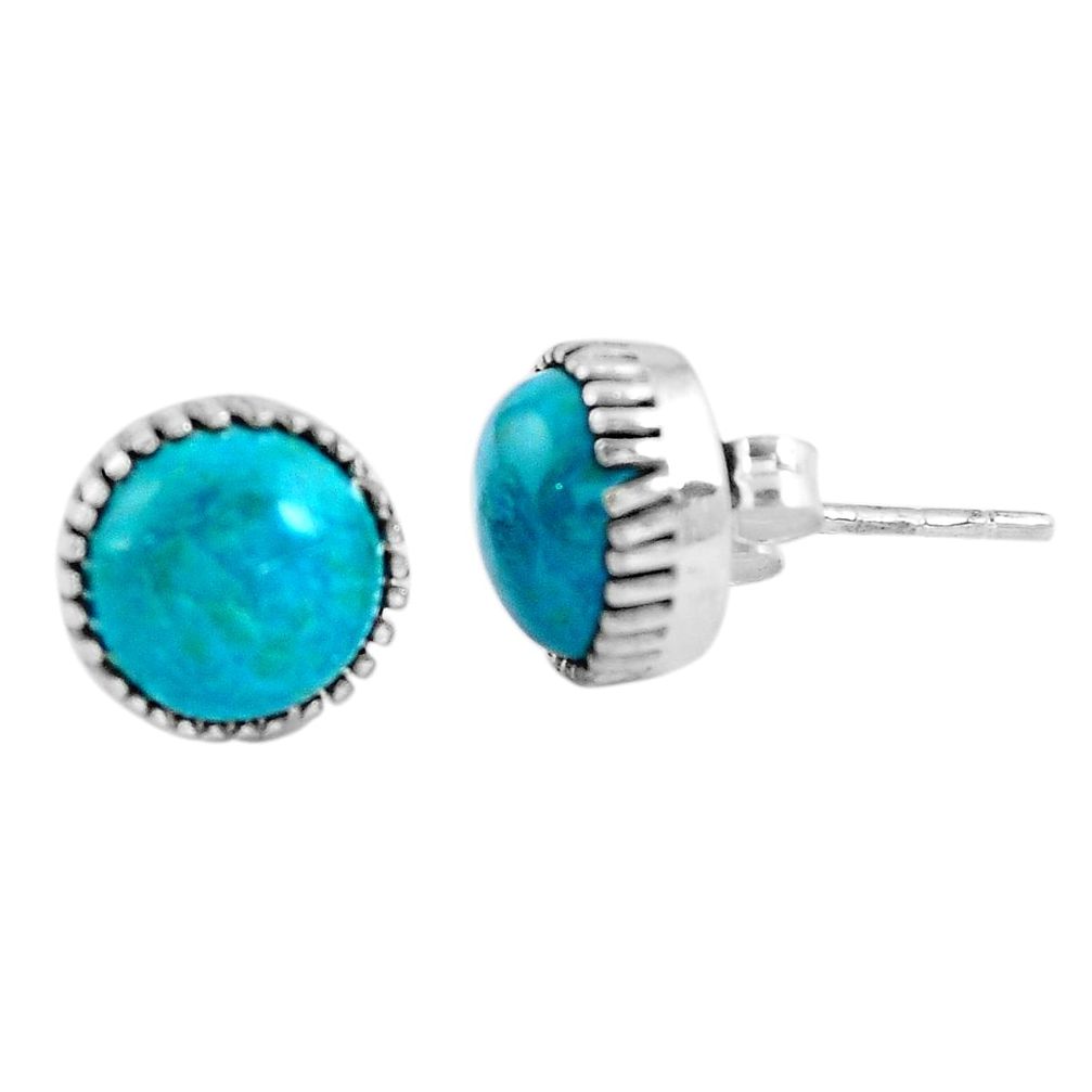 5.76cts natural green chrysocolla 925 sterling silver stud earrings m83825