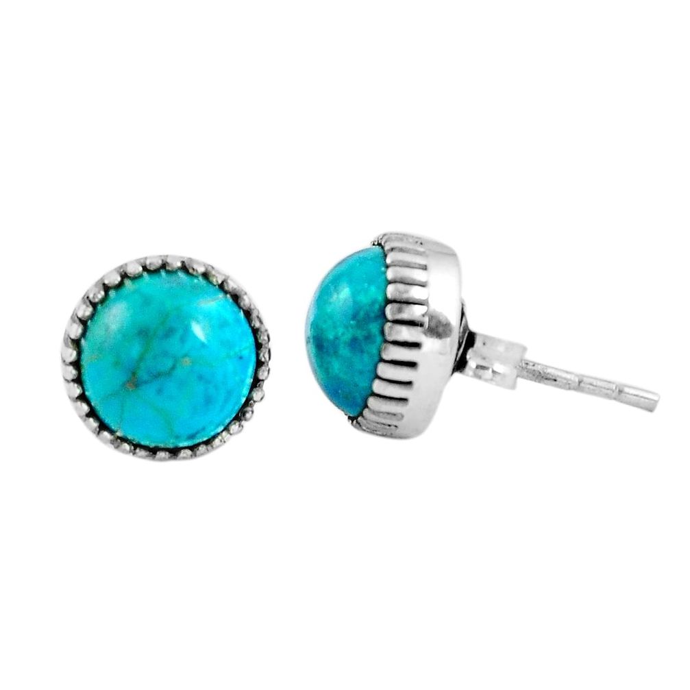 6.23cts natural green chrysocolla 925 sterling silver stud earrings m83830