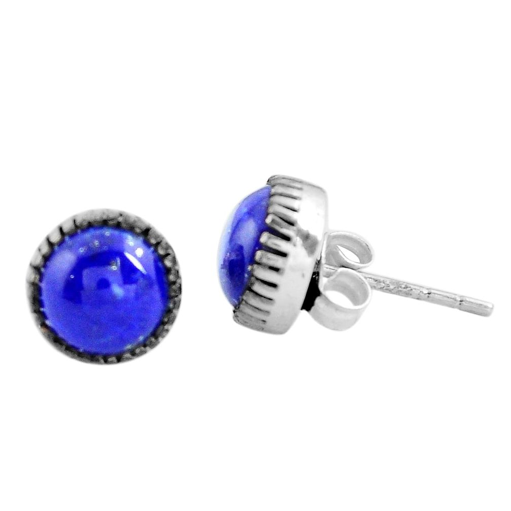 6.61cts natural blue lapis lazuli 925 sterling silver stud earrings m83840