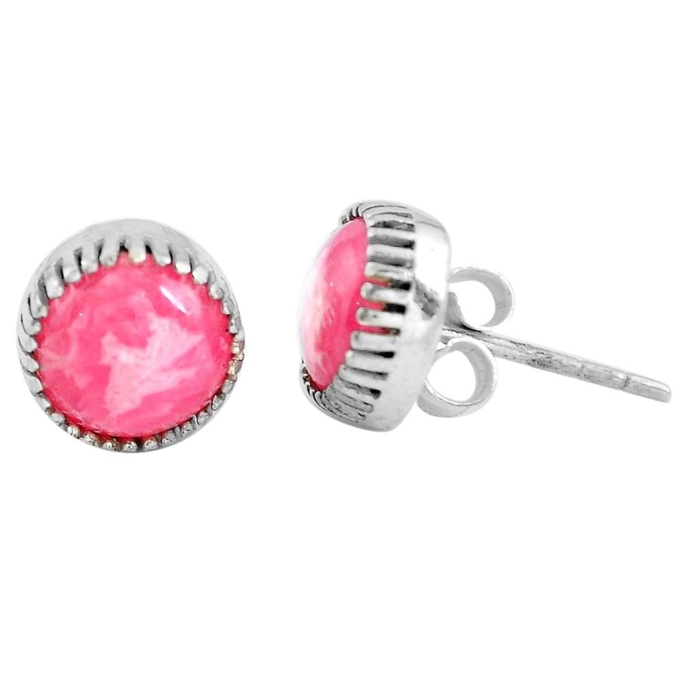 5.72cts natural pink rhodochrosite inca rose 925 silver stud earrings m83853