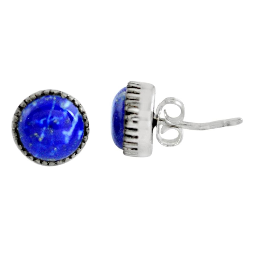 Natural blue lapis lazuli 925 sterling silver stud earrings jewelry m83879