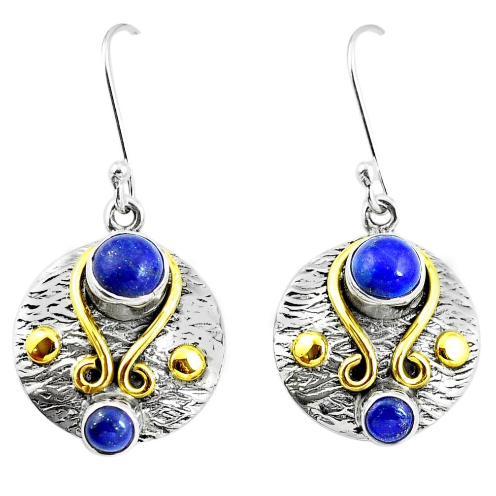 925 silver natural blue lapis lazuli two tone dangle earrings jewelry m84120