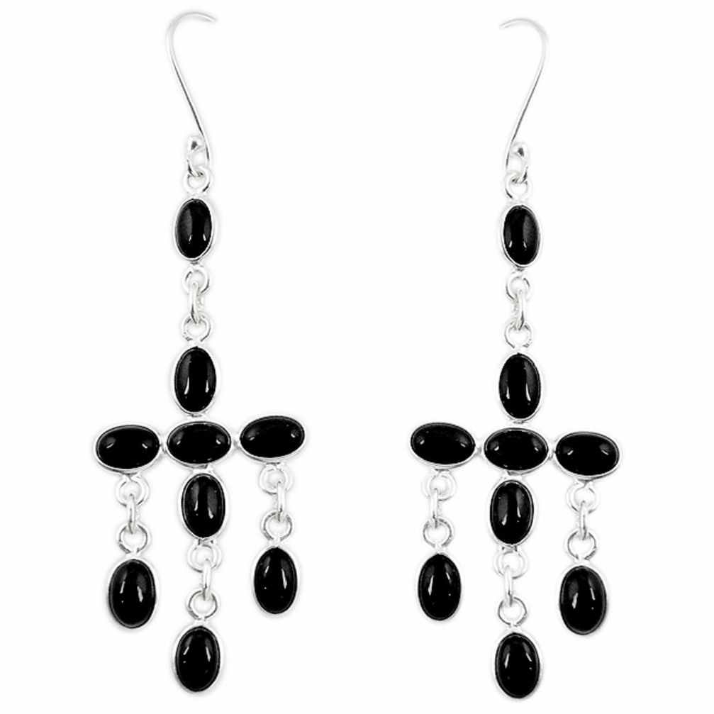 Natural black onyx 925 sterling silver chandelier earrings jewelry m8431