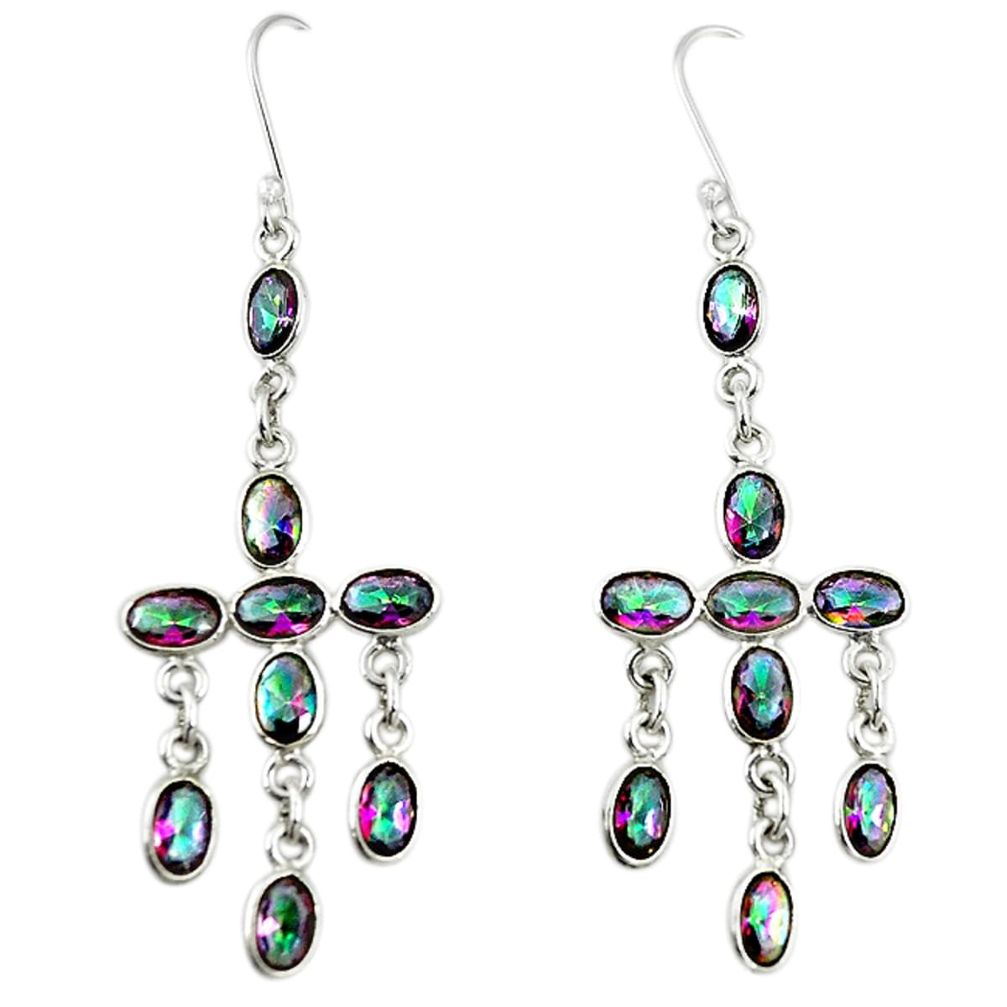 Multi color rainbow topaz 925 sterling silver chandelier earrings m8437