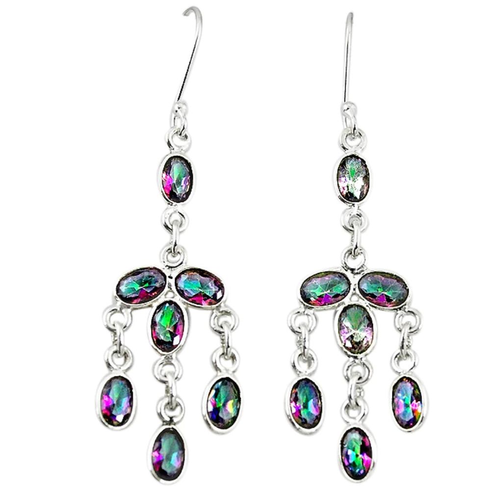 Multi color rainbow topaz 925 sterling silver chandelier earrings m8443