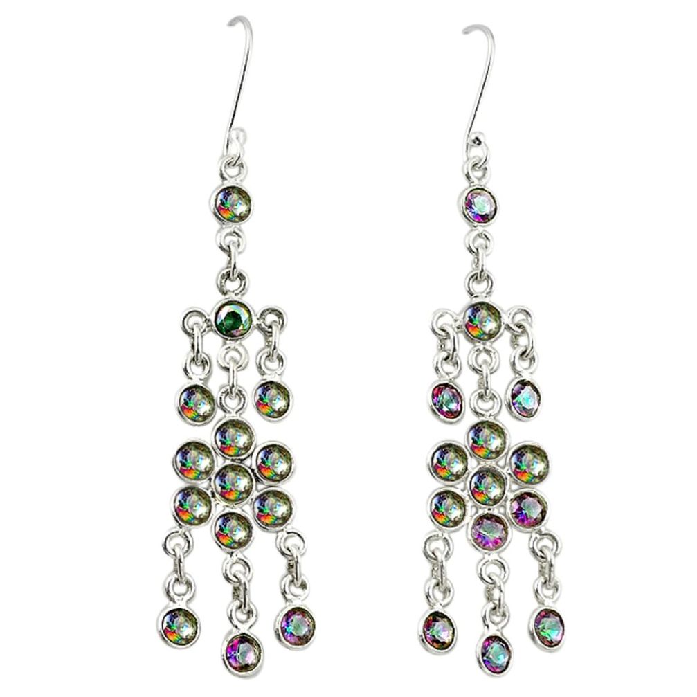 Multi color rainbow topaz 925 sterling silver chandelier earrings m8480