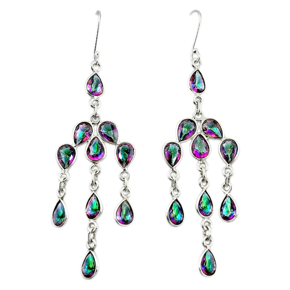 Multi color rainbow topaz 925 sterling silver chandelier earrings m8541