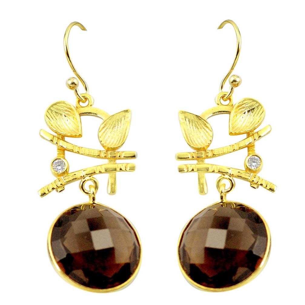 925 silver blue smoky topaz topaz 14k gold dangle leaf earrings jewelry m85474
