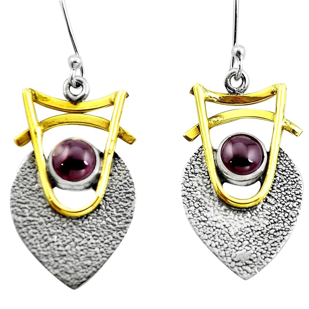 Natural red garnet 925 sterling silver two tone dangle victorian earrings m85647