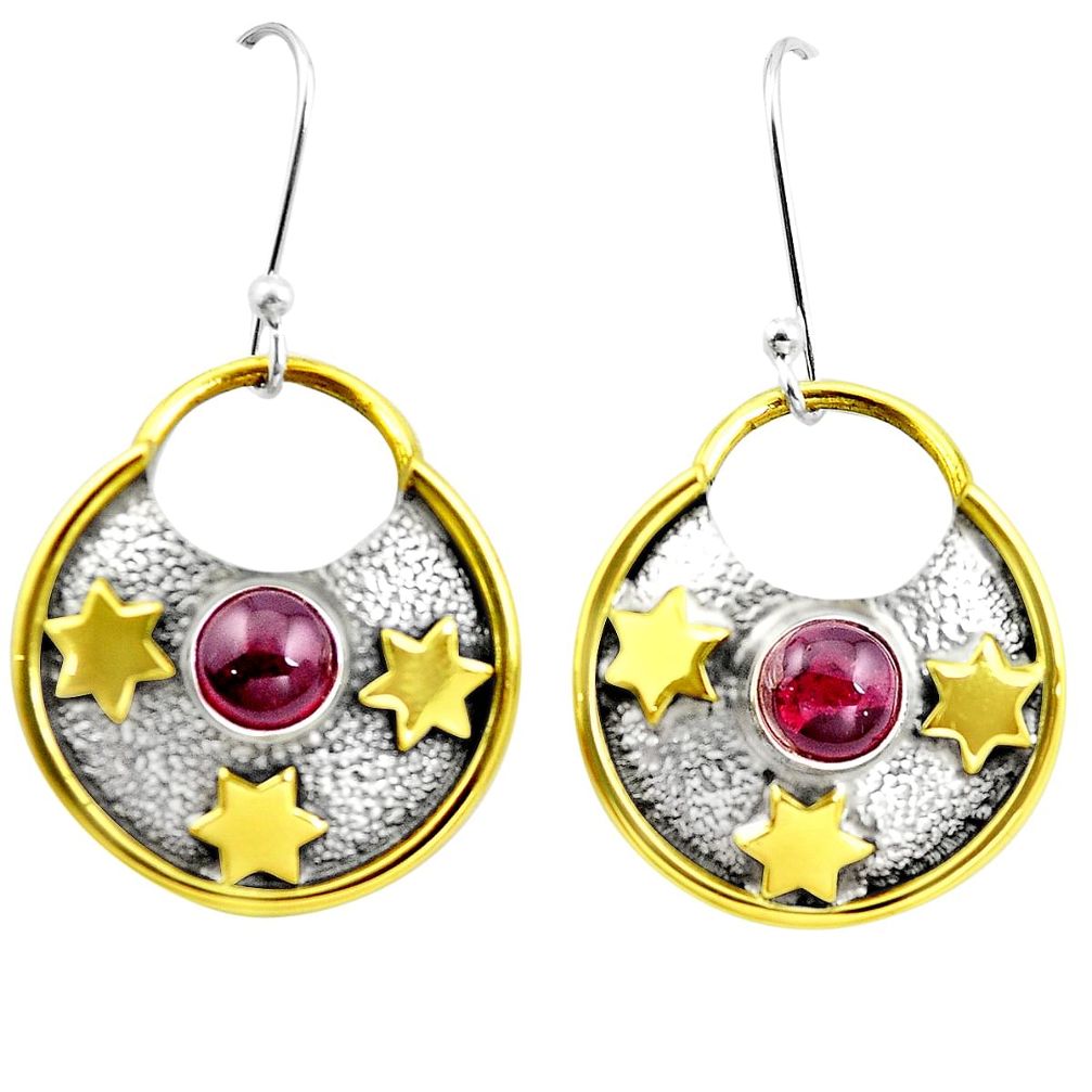 925 sterling silver natural red garnet two tone victorian earrings m85664