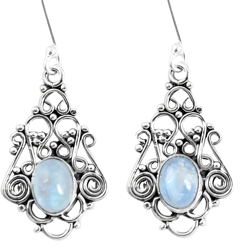 Natural rainbow moonstone 925 sterling silver earrings jewelry m86348