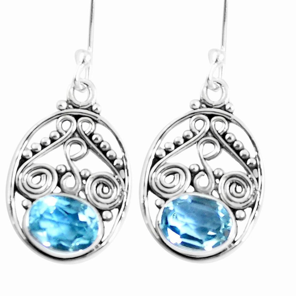 Natural blue topaz 925 sterling silver dangle earrings jewelry m86355