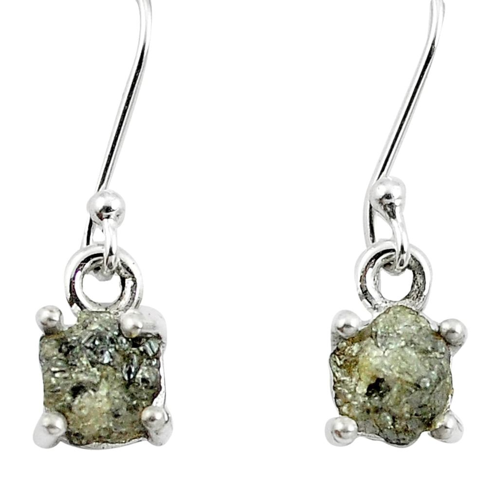 4.53cts natural white certified diamond rough 925 silver dangle earrings m86627