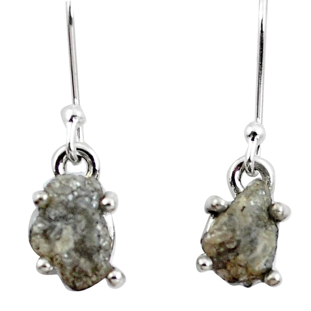 925 silver 5.21cts natural white certified diamond rough dangle earrings m86637