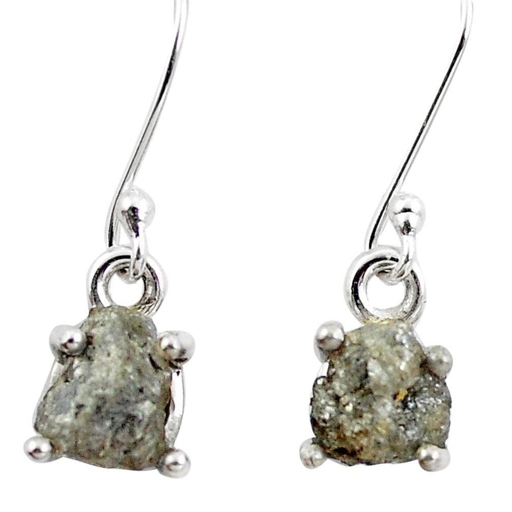 4.89cts natural white certified diamond rough 925 silver dangle earrings m86654