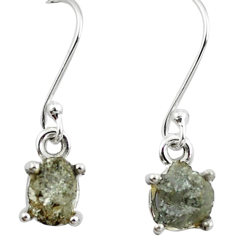 4.53cts natural white certified diamond rough 925 silver dangle earrings m86667