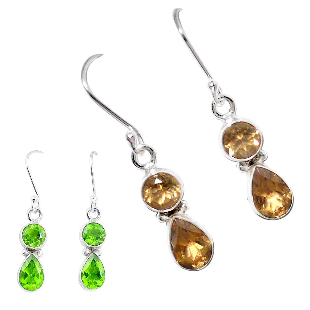 Green alexandrite (lab) 925 sterling silver dangle earrings m86691