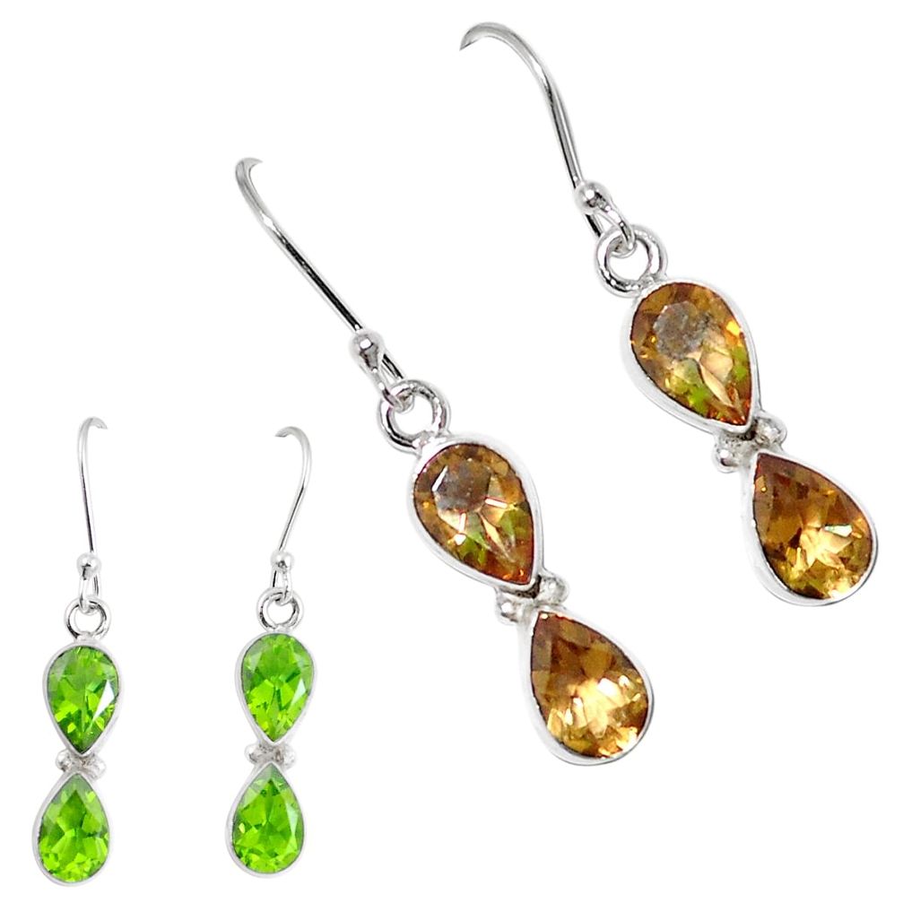 Green alexandrite (lab) 925 sterling silver dangle earrings m86703