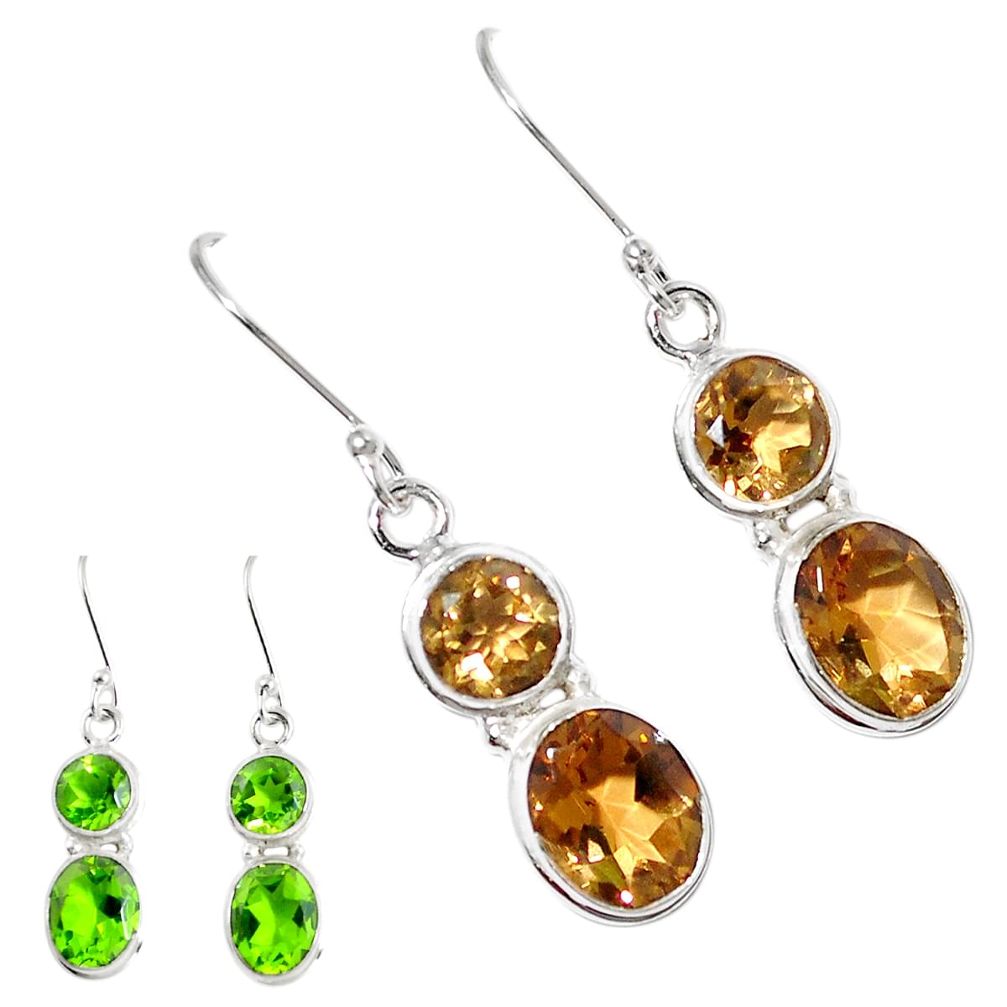 Green alexandrite (lab) 925 sterling silver dangle earrings m86742