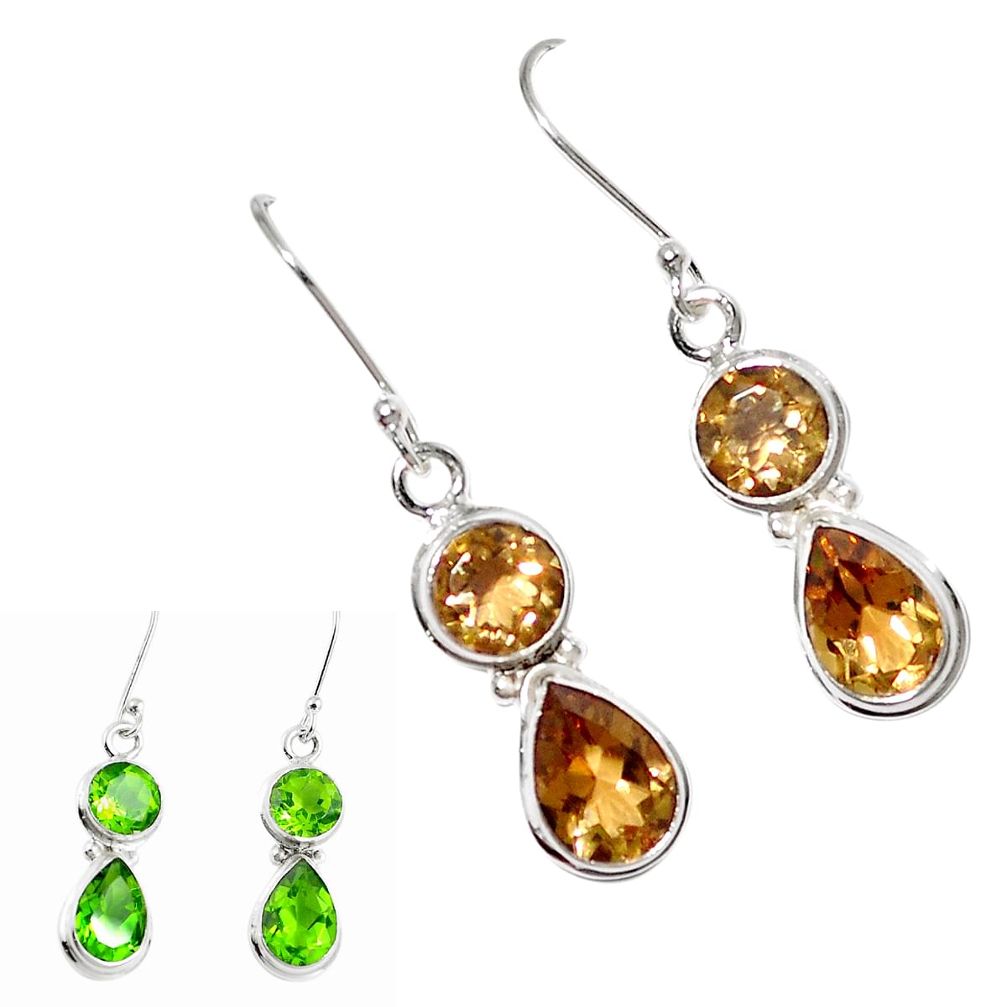 Green alexandrite (lab) 925 sterling silver dangle earrings jewelry m86747