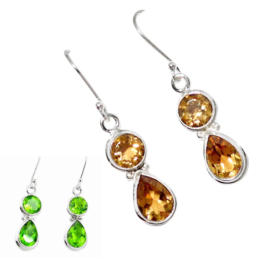 Green alexandrite (lab) 925 sterling silver dangle earrings jewelry m86751