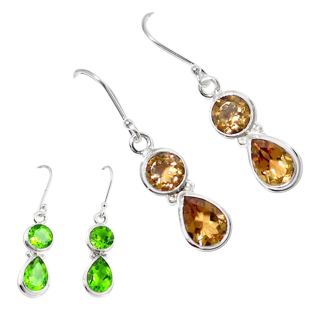 Green alexandrite (lab) 925 sterling silver dangle earrings jewelry m86759