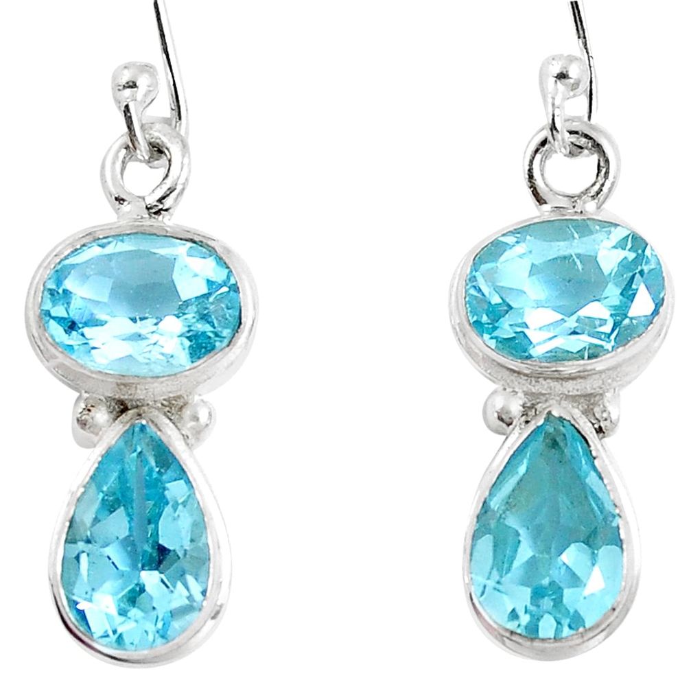 8.06cts natural blue topaz 925 sterling silver dangle earrings jewelry m86831