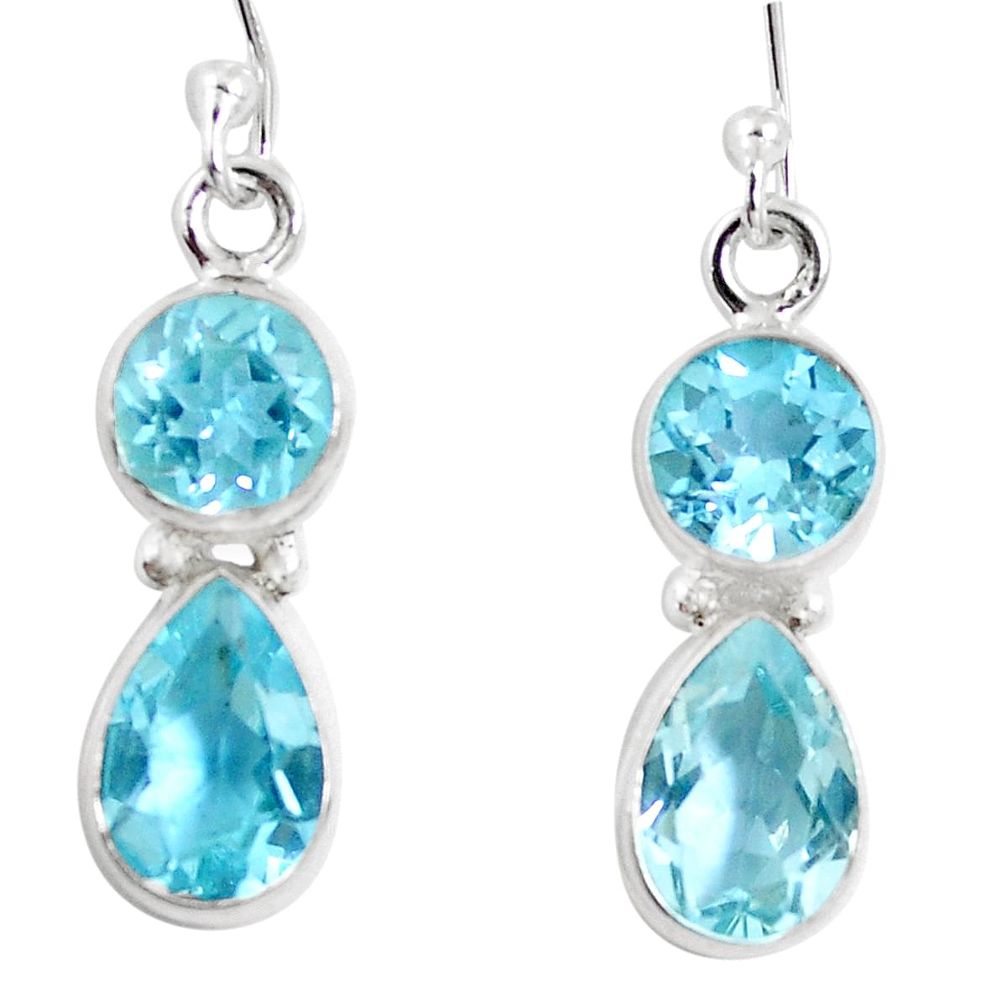 7.03cts natural blue topaz 925 sterling silver dangle earrings jewelry m86847