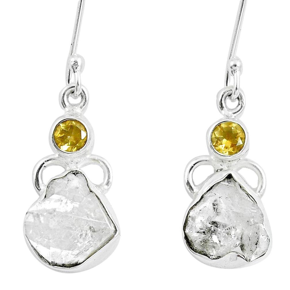 10.32cts natural white herkimer diamond 925 silver dangle earrings m88206