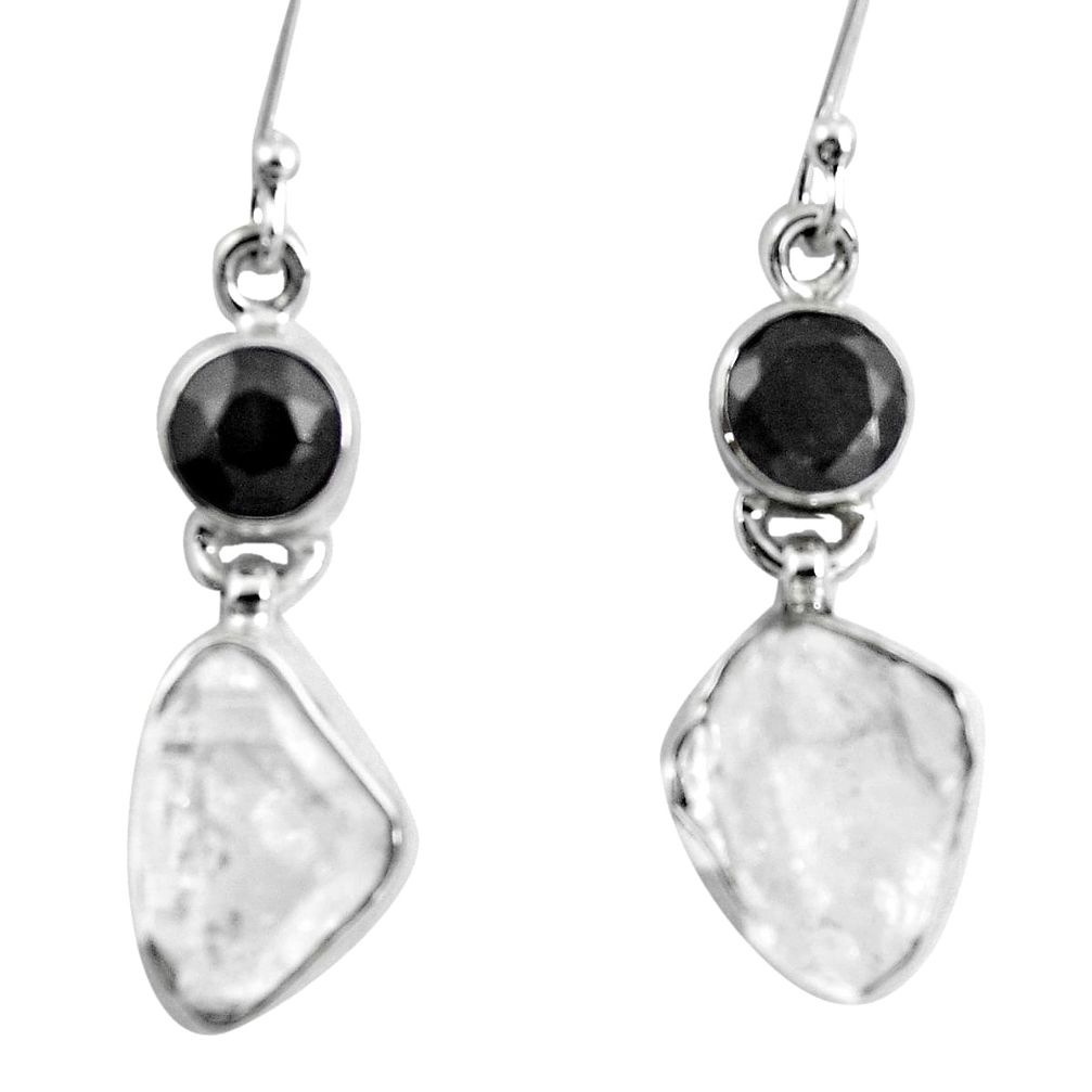 12.39cts natural white herkimer diamond onyx 925 silver earrings jewelry m88208