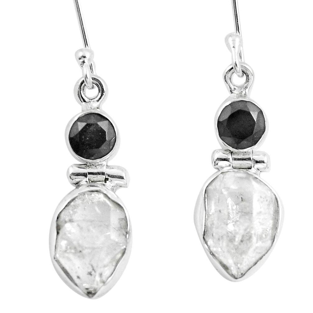 925 silver 11.04cts natural white herkimer diamond onyx dangle earrings m88213