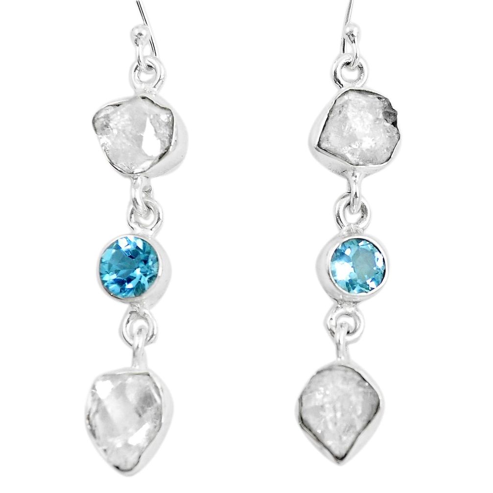 16.92cts natural white herkimer diamond topaz 925 silver dangle earrings m88225