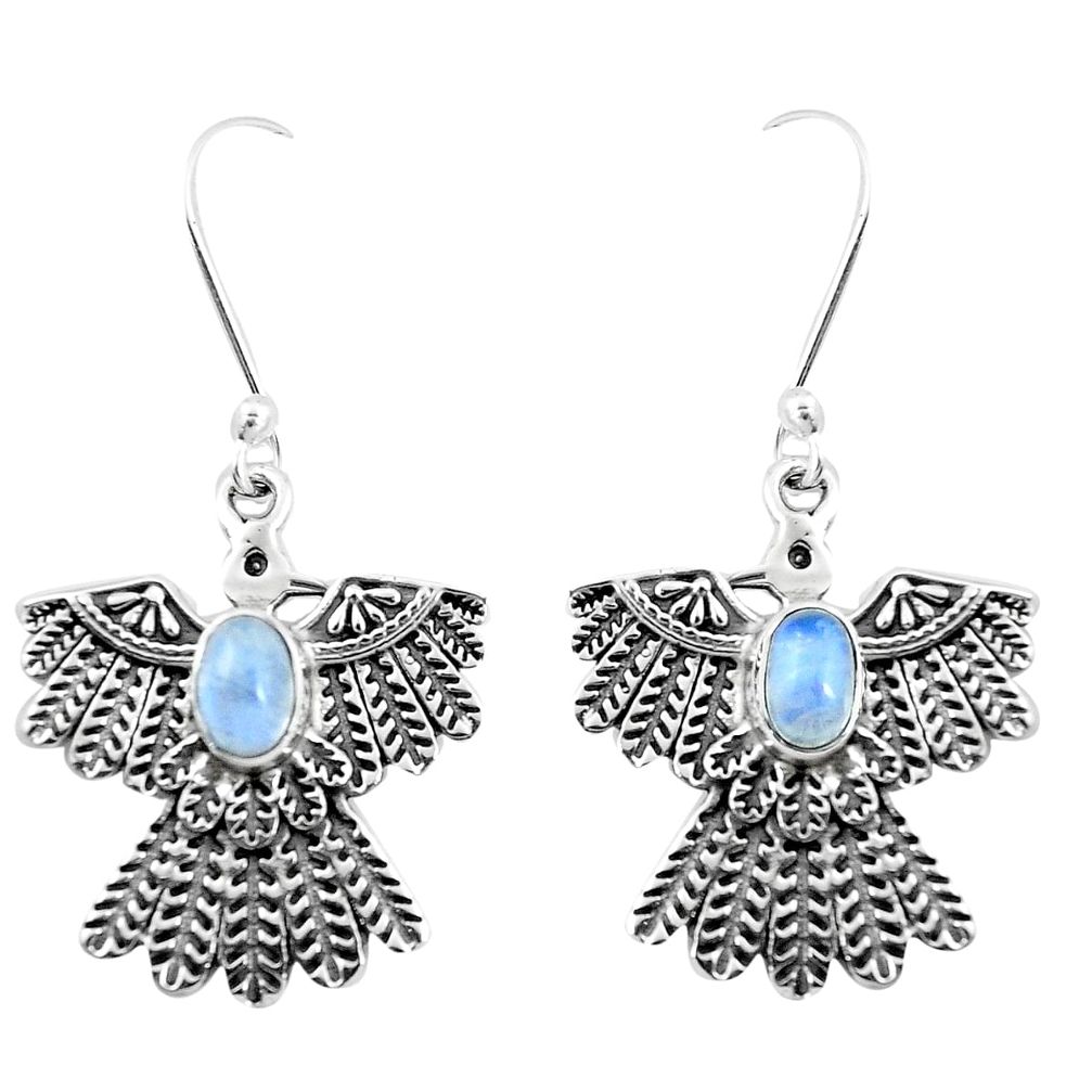 2.19cts natural blue labradorite 925 silver eagle charm earrings m88248
