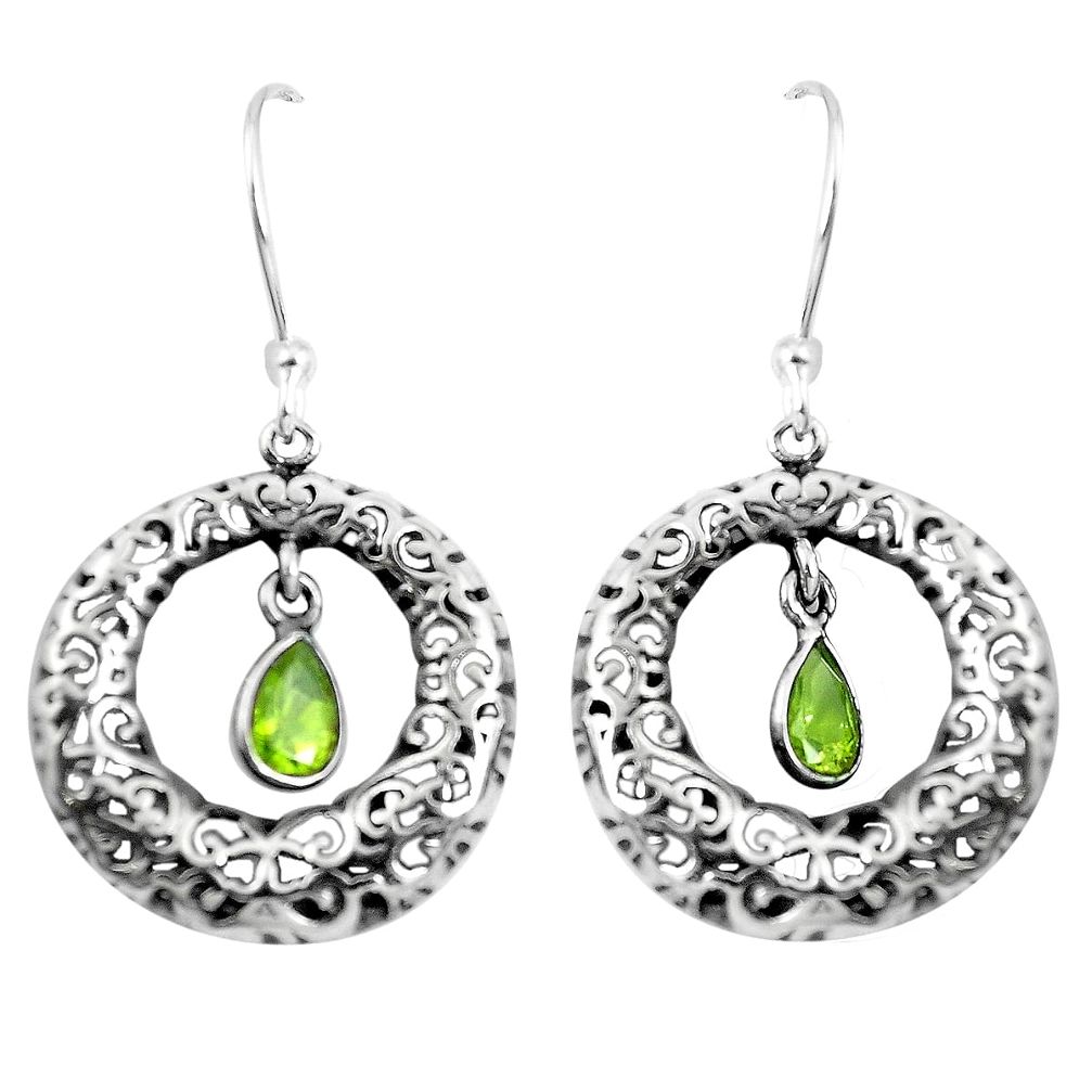 3.24cts natural green peridot 925 sterling silver dangle earrings jewelry m88272