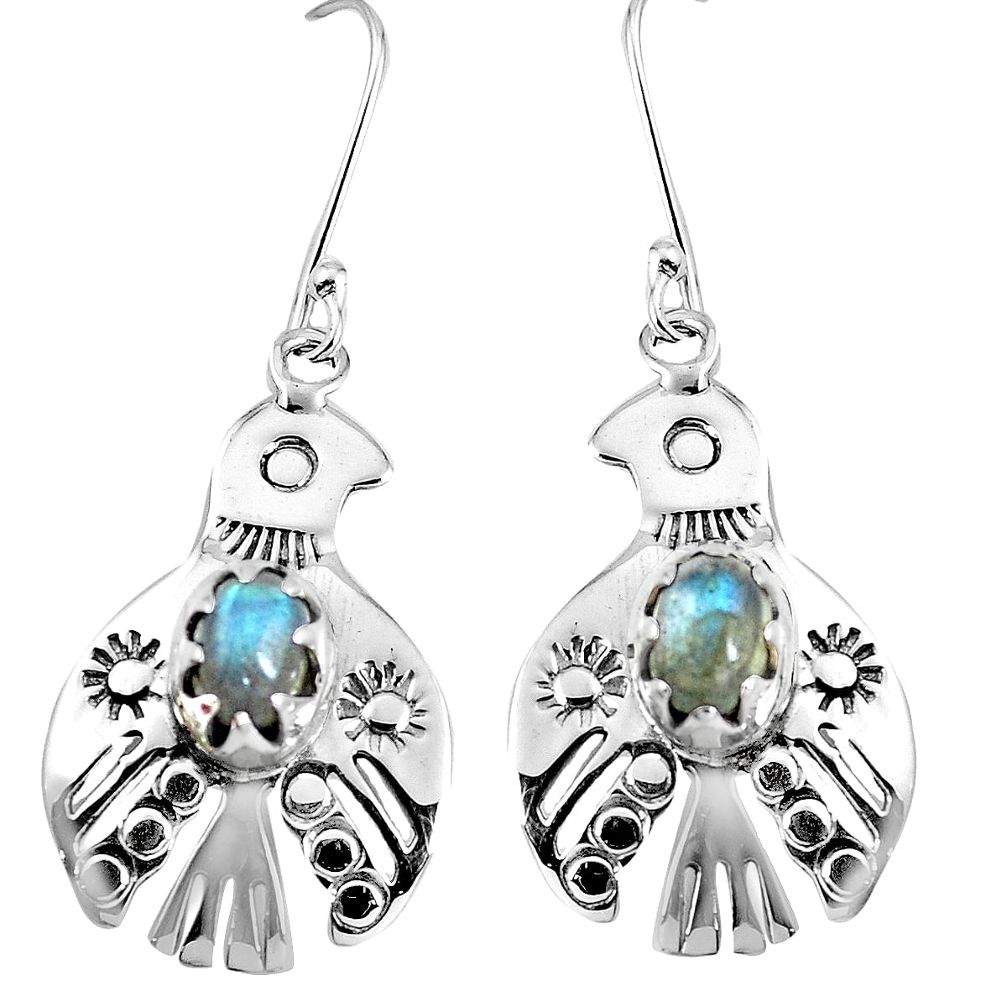 2.98cts natural blue labradorite 925 sterling silver dangle earrings m88277