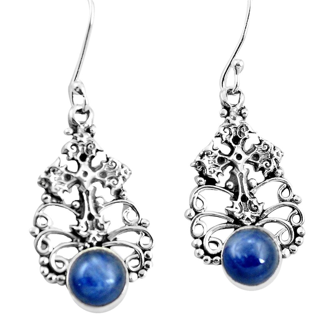 6.33cts natural blue kyanite 925 sterling silver cross earrings jewelry m88281