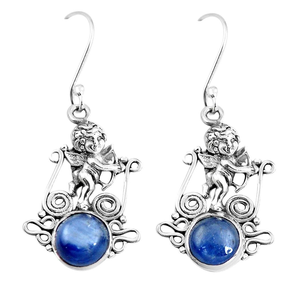 6.18cts natural blue kyanite 925 sterling silver baby angel earrings m88283