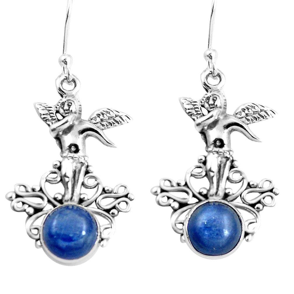6.26cts natural blue kyanite 925 sterling silver angel earrings jewelry m88284