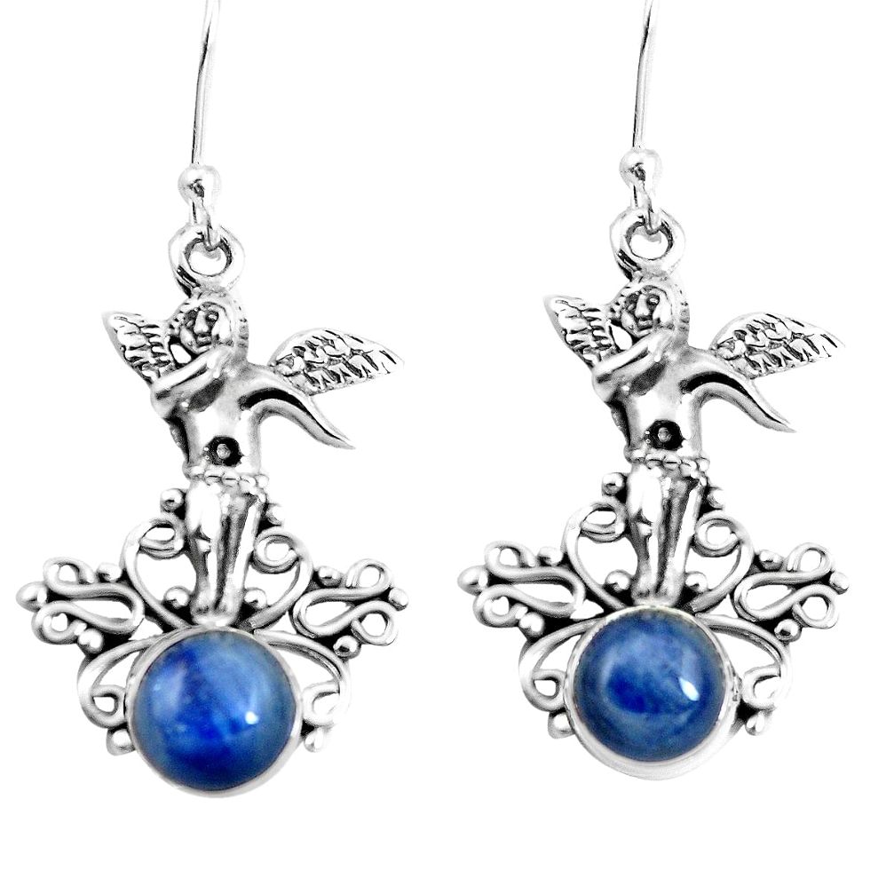 6.83cts natural blue kyanite 925 sterling silver angel earrings jewelry m88297