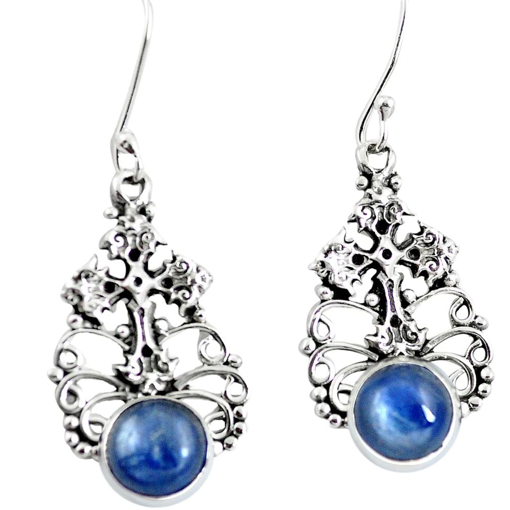 6.48cts natural blue kyanite 925 sterling silver holy cross earrings m88302