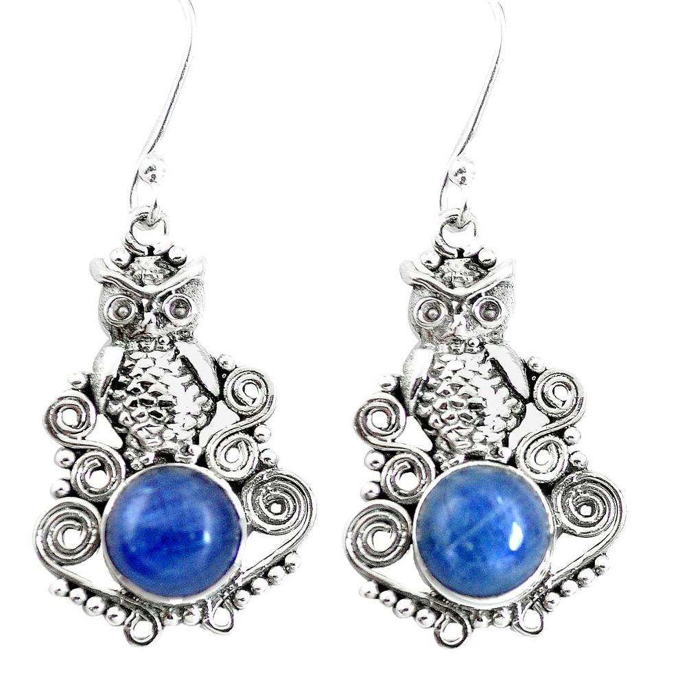 6.25cts natural blue kyanite 925 sterling silver owl earrings jewelry m88303
