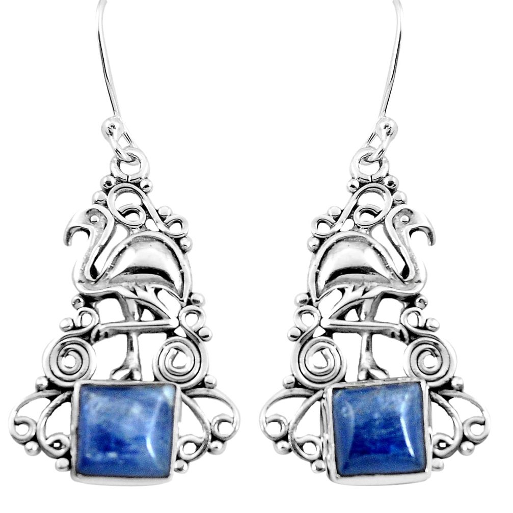 7.55cts natural blue kyanite 925 sterling silver flamingo earrings m88305