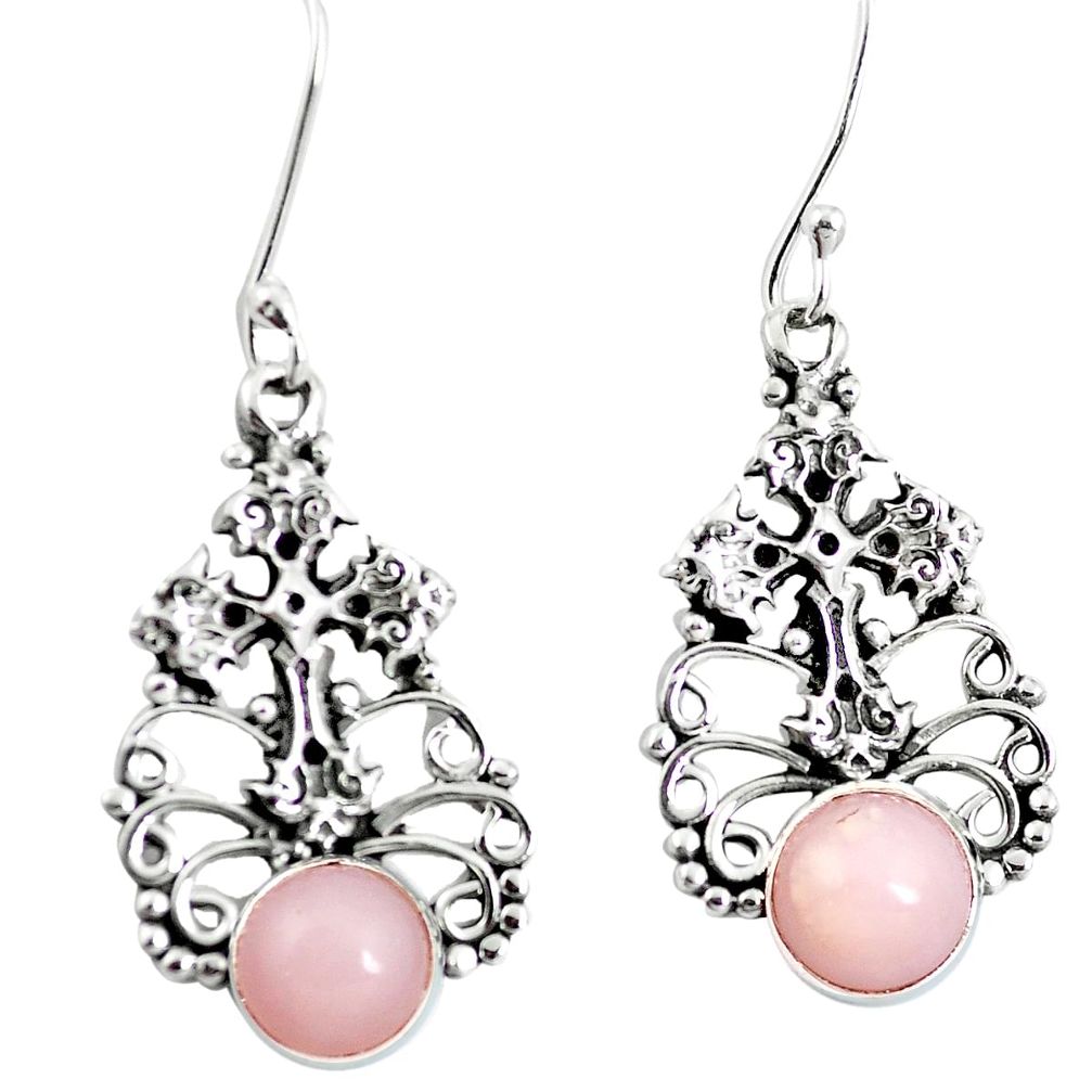 6.25cts natural pink opal 925 sterling silver holy cross earrings jewelry m88310