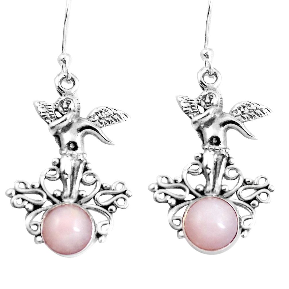 5.79cts natural pink opal 925 sterling silver angel wings fairy earrings m88311