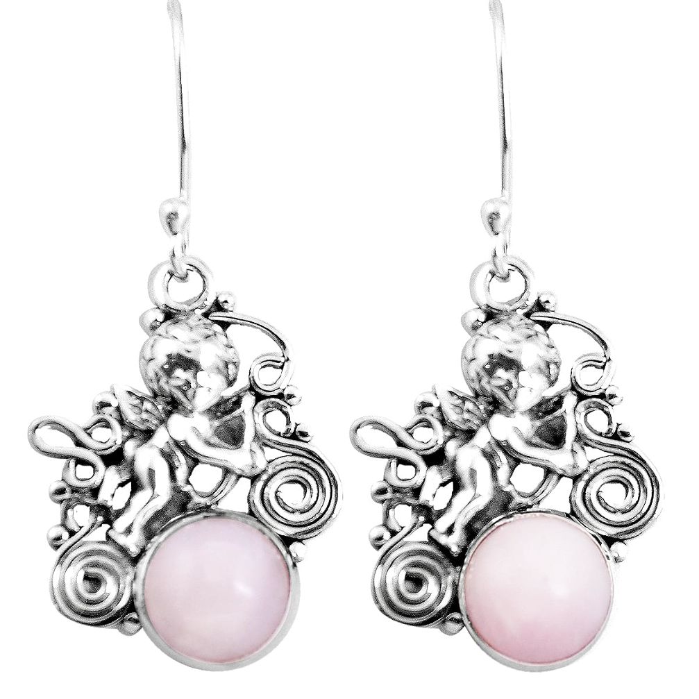 925 sterling silver 6.25cts natural pink opal cupid angel wings earrings m88313