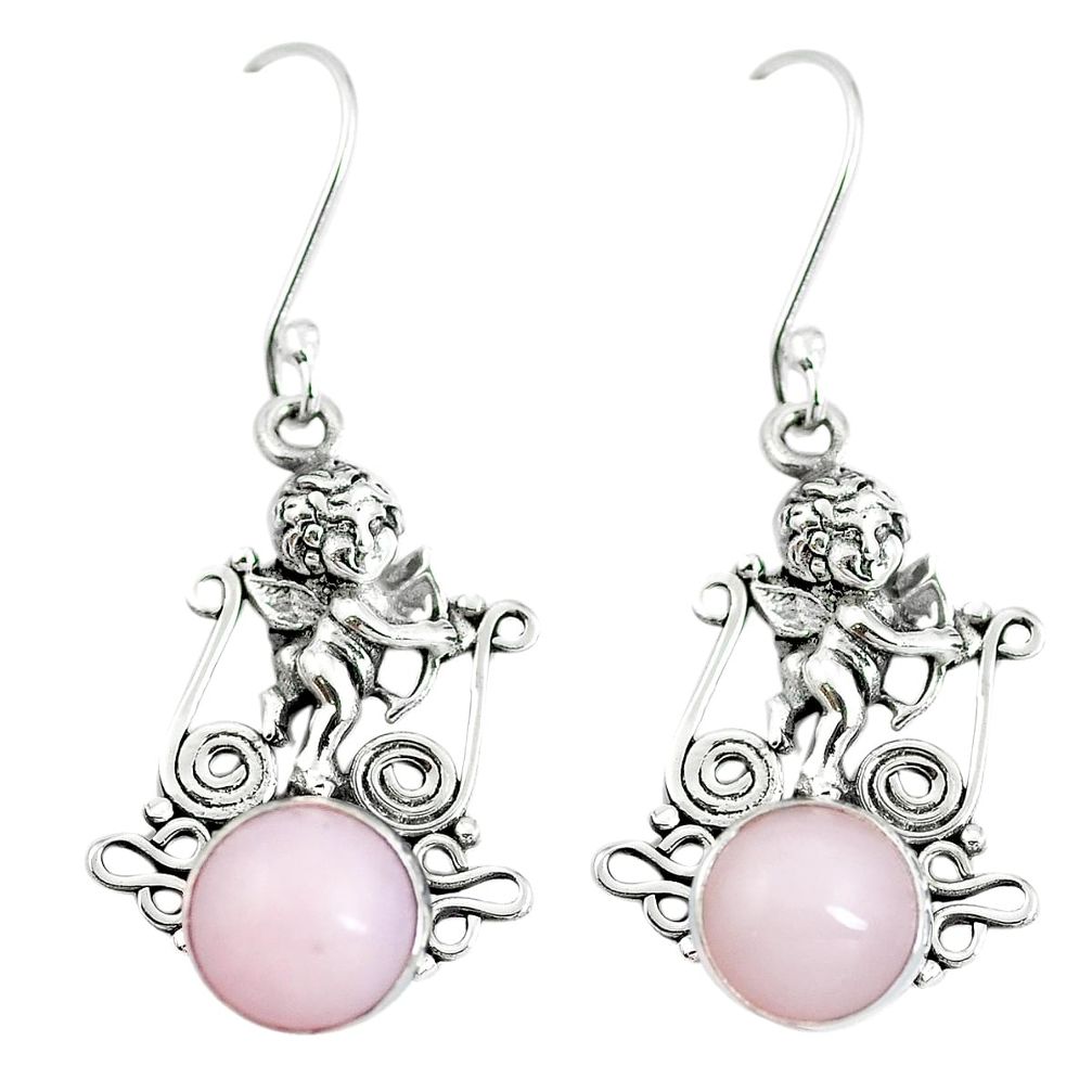 5.53cts natural pink opal 925 sterling silver cupid angel wings earrings m88317